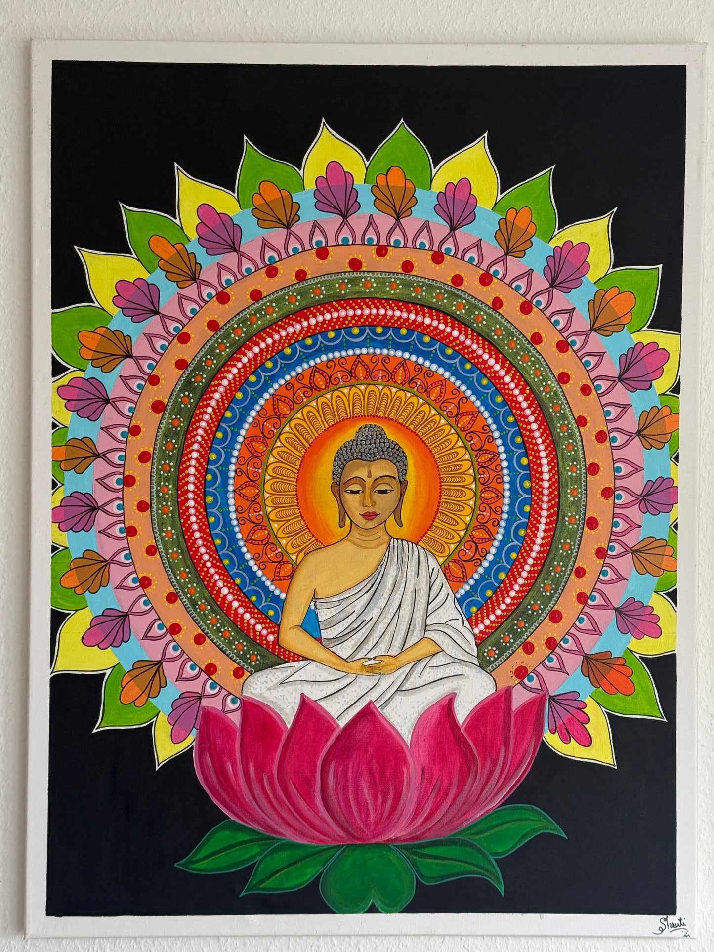 Serene Buddha Lotus Mandala Painting – Inner Peace Spiritual Awakening Art
