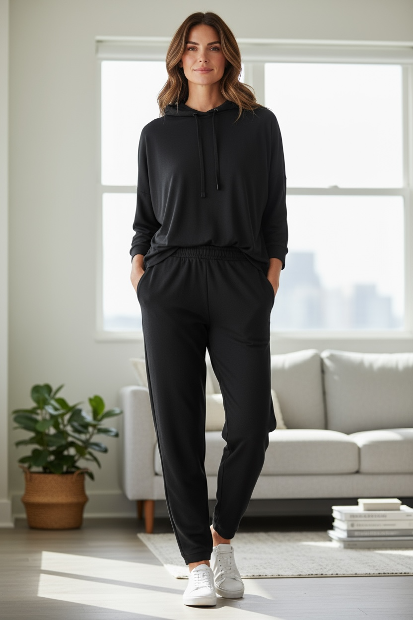 Zweiteiliges Set für Damen in Schwarz