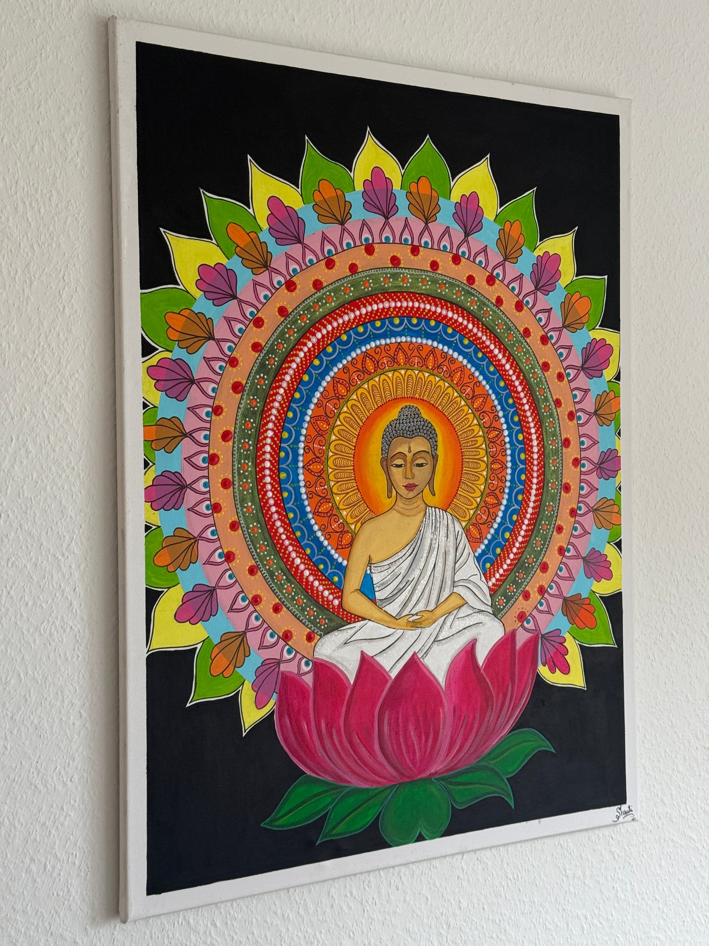 Serene Buddha Lotus Mandala Painting – Inner Peace Spiritual Awakening Art