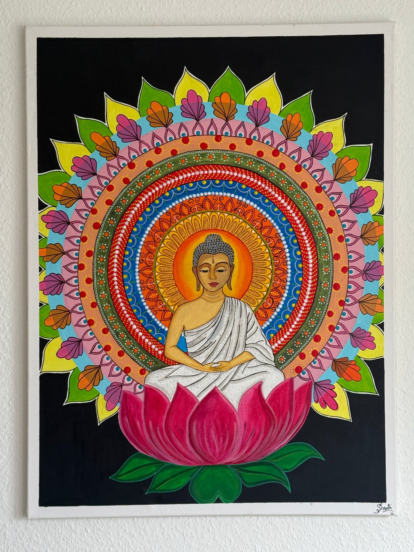 Serene Buddha Lotus Mandala Painting – Inner Peace Spiritual Awakening Art