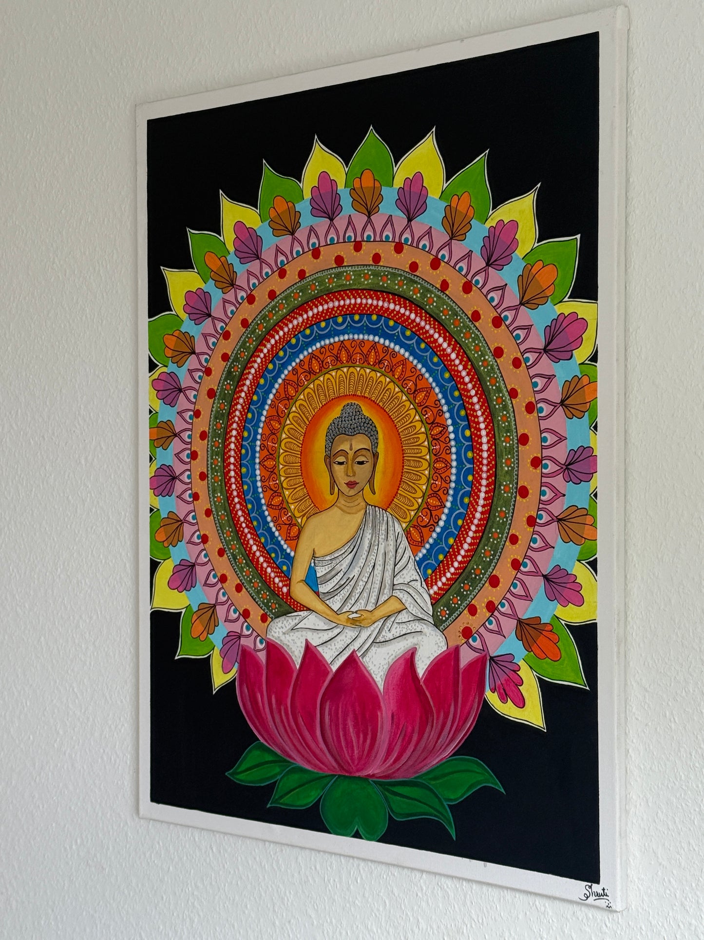 Serene Buddha Lotus Mandala Painting – Inner Peace Spiritual Awakening Art