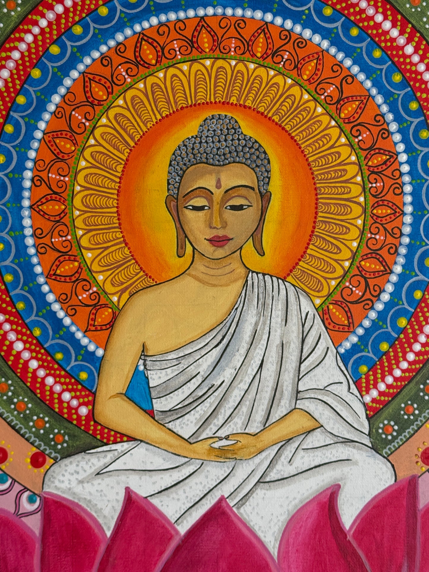 Serene Buddha Lotus Mandala Painting – Inner Peace Spiritual Awakening Art