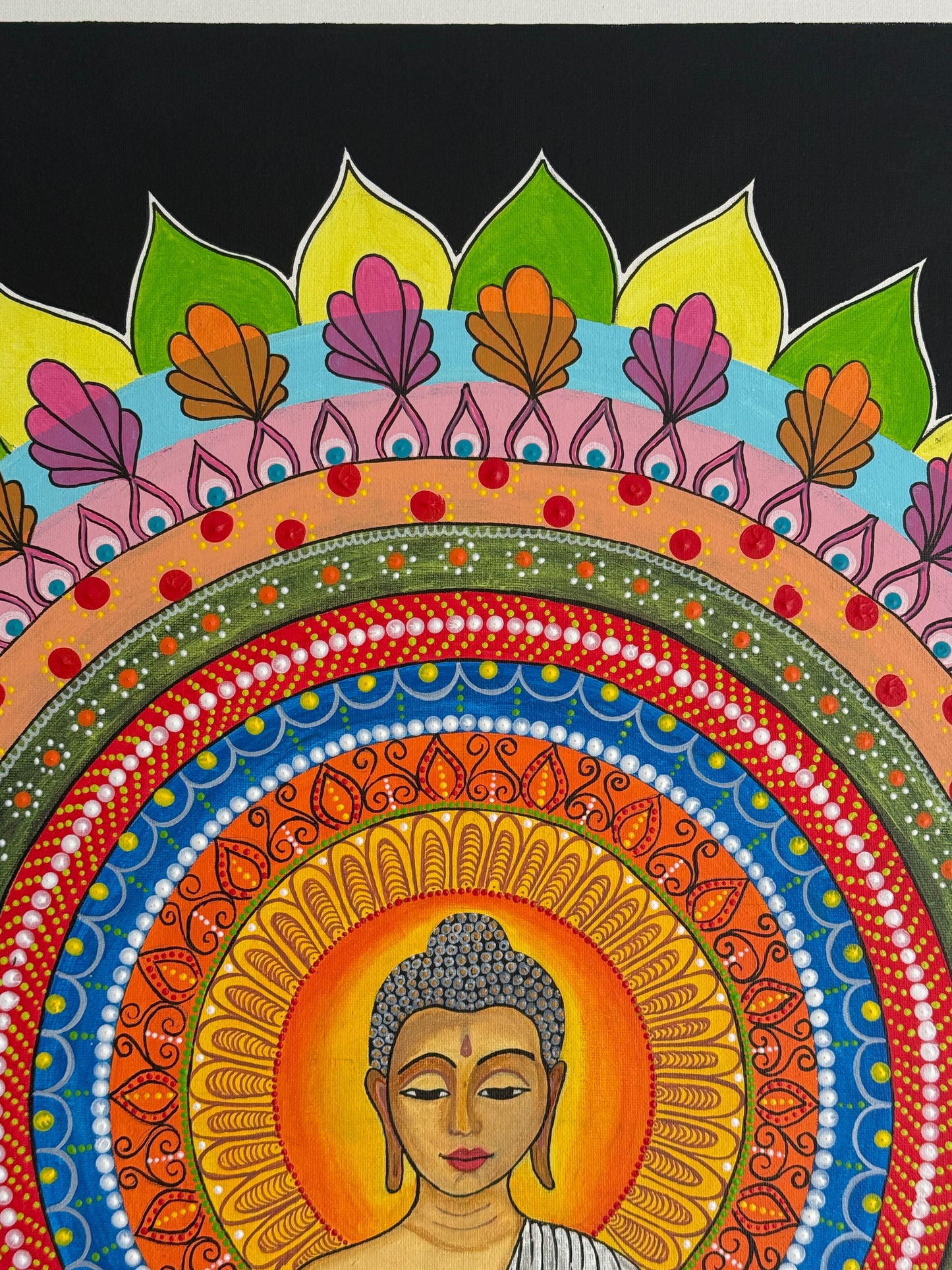Serene Buddha Lotus Mandala Painting – Inner Peace Spiritual Awakening Art