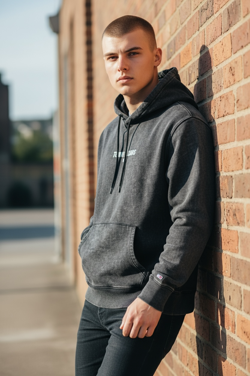 TOMMY JEANS SWEATSHIRT HOODIE BLACK