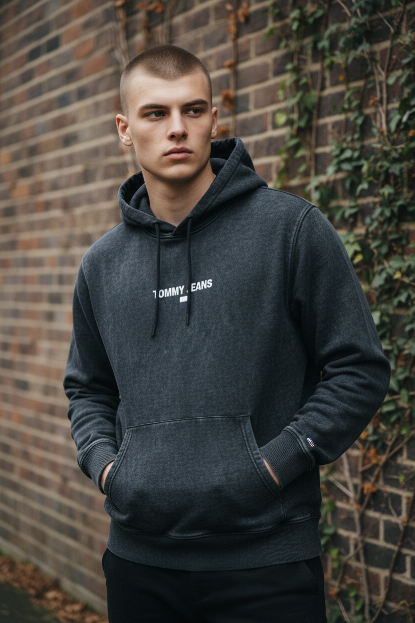 TOMMY JEANS SWEATSHIRT HOODIE BLACK