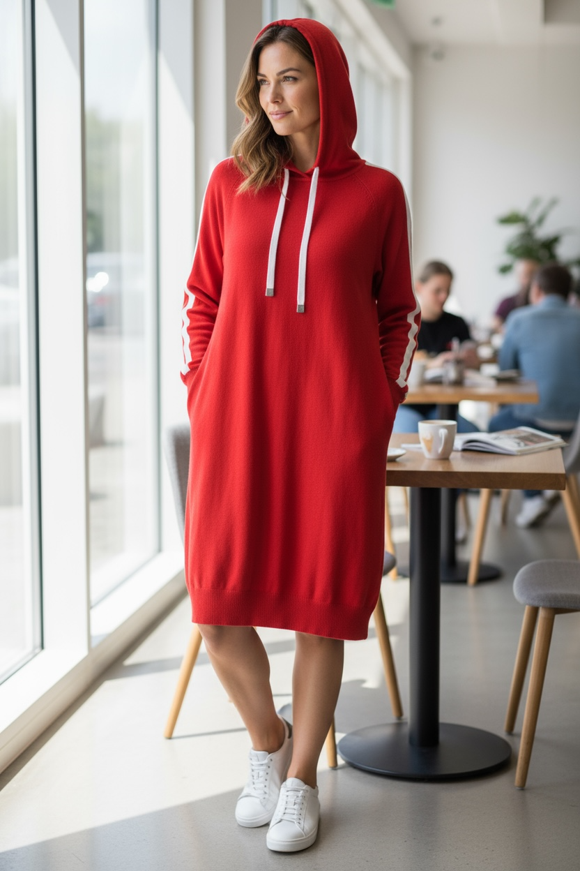 LAURA SCOTT STRICKKLEID ROT-WEIß