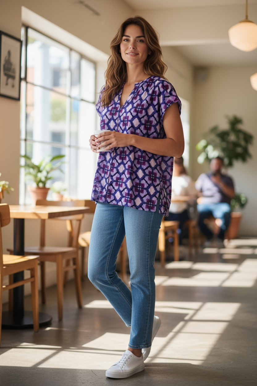 STREET ONE LTD QR V-NECK BELLFLOWER