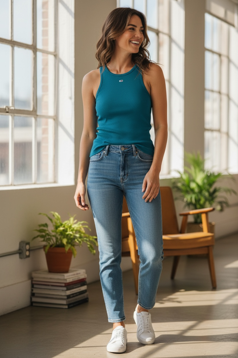 Ärmelloses Rippstrick-Shirt von TOMMY HILFIGER