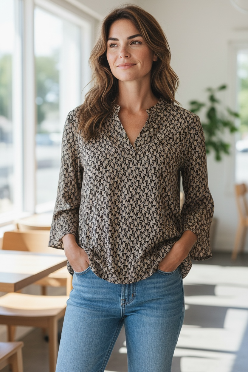 COFFEE KAANNA - Bluse - black ermine scale