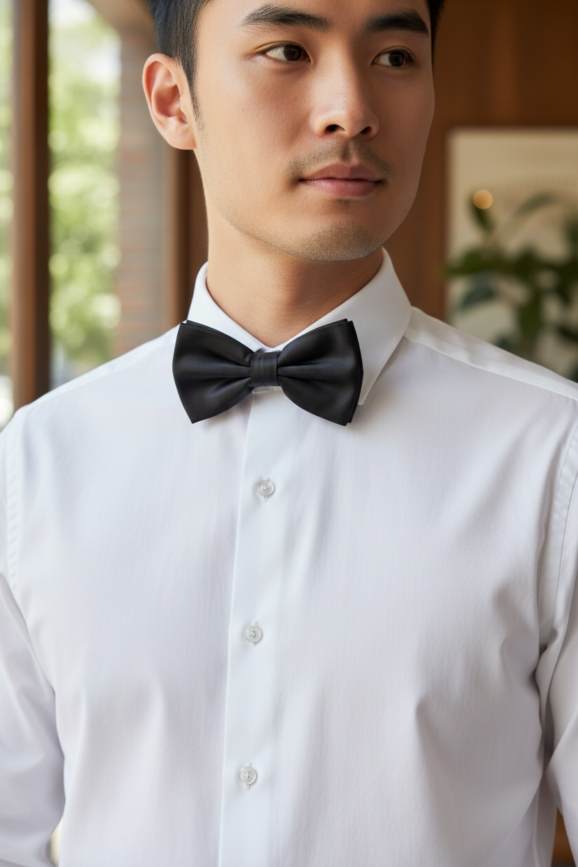 Mens Adjustable Bow Tie Formal Solid Color Classic Pre Tied Bow Tie for Wedding Party Solid Color Adjustable Bow Tie